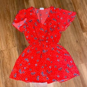 Red Floral Short Sleeved Jumper
